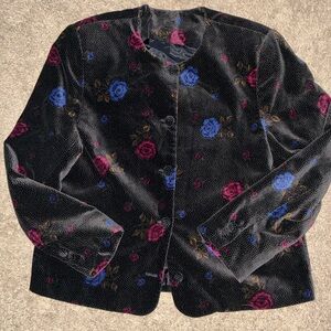 Vintage Talbots Floral Cotton Blazer Jacket, Made in USA, Size 10